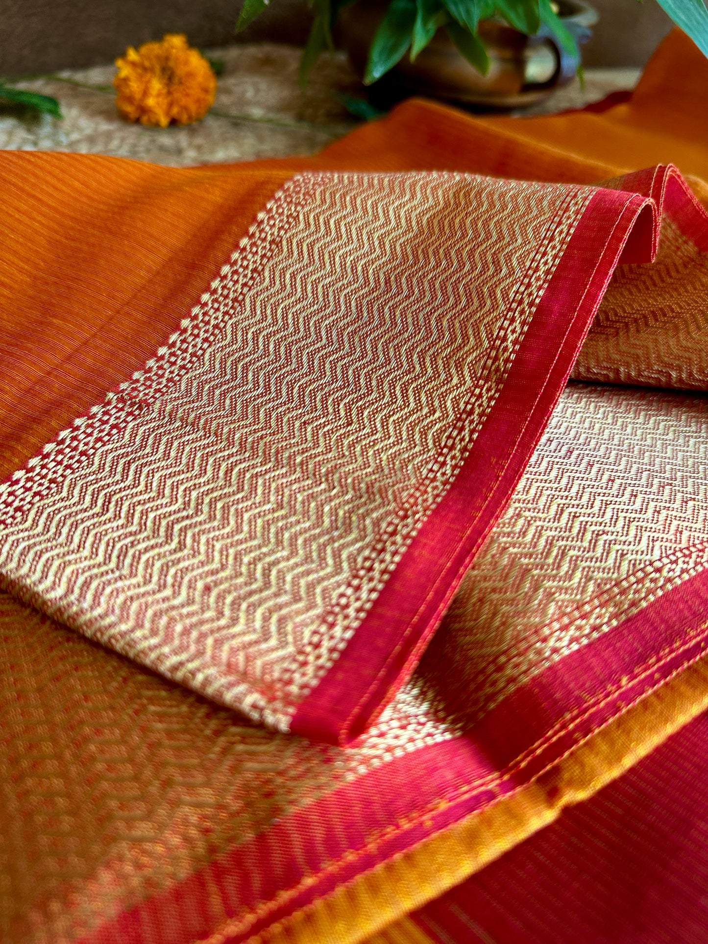 Maheshwari 75 Silk Golden Yellow Saree