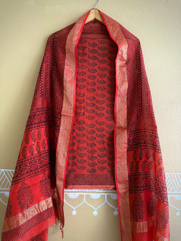 Maheshwari Tissue Bagh Print Suit