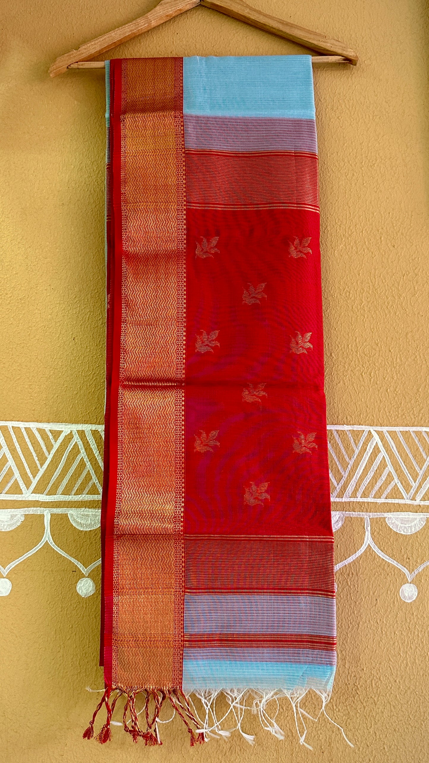 Maheshwari 75 Silk Firozi Blue Saree