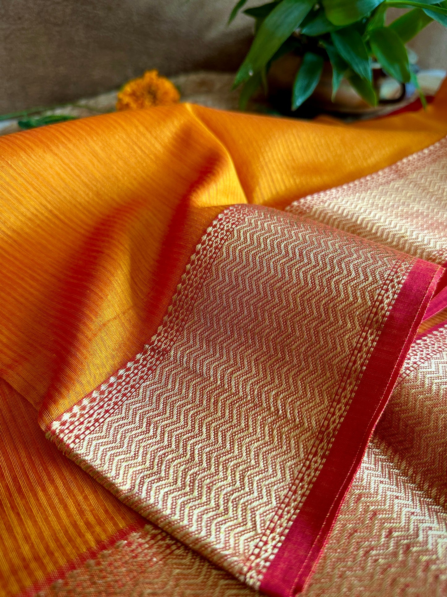 Maheshwari 75 Silk Golden Yellow Saree
