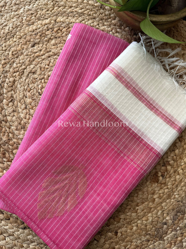 Maheshwari Magenta Katan Motifs Top Dupatta Sets