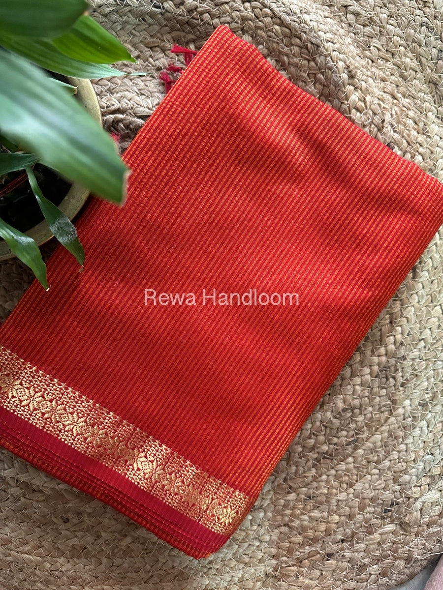 Maheshwari Orange Garbha Reshami Silk Saree GS156