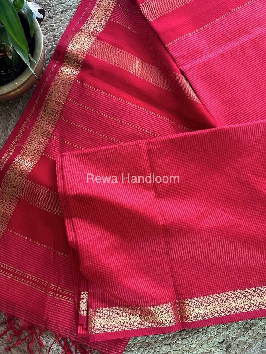 Maheshwari Pink Garbha Reshami Silk Saree GS165