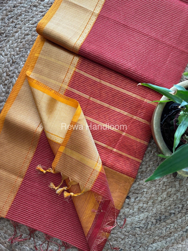 Exclusive Maheswari Red Tissue Silk Saree ZTS061