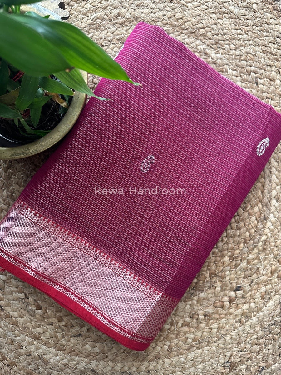 Maheshwari Magenta Silver Buta Butti Saree SKB04