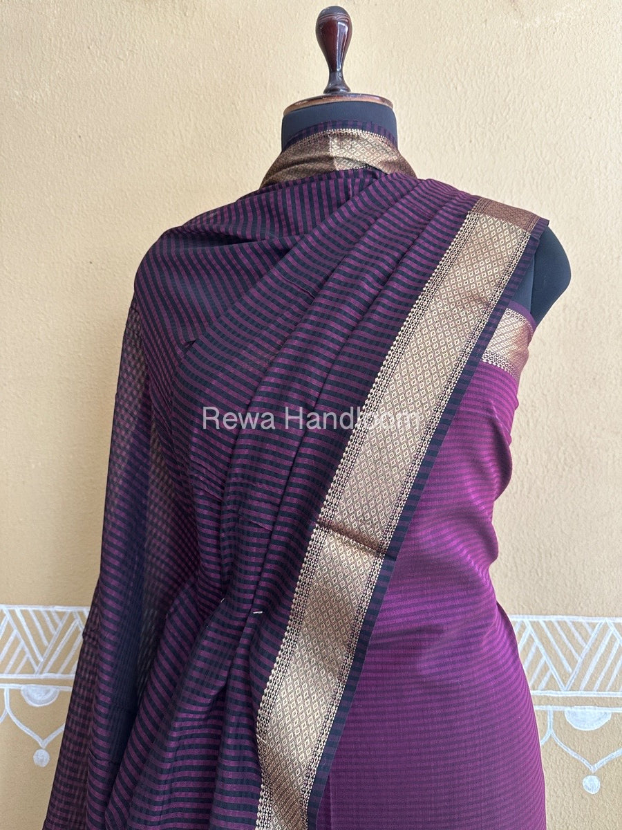 Maheshwari Wine Checks Dress Material CPT05