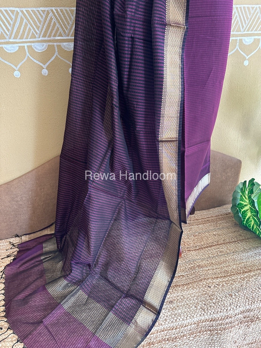 Maheshwari Wine Checks Dress Material CPT05