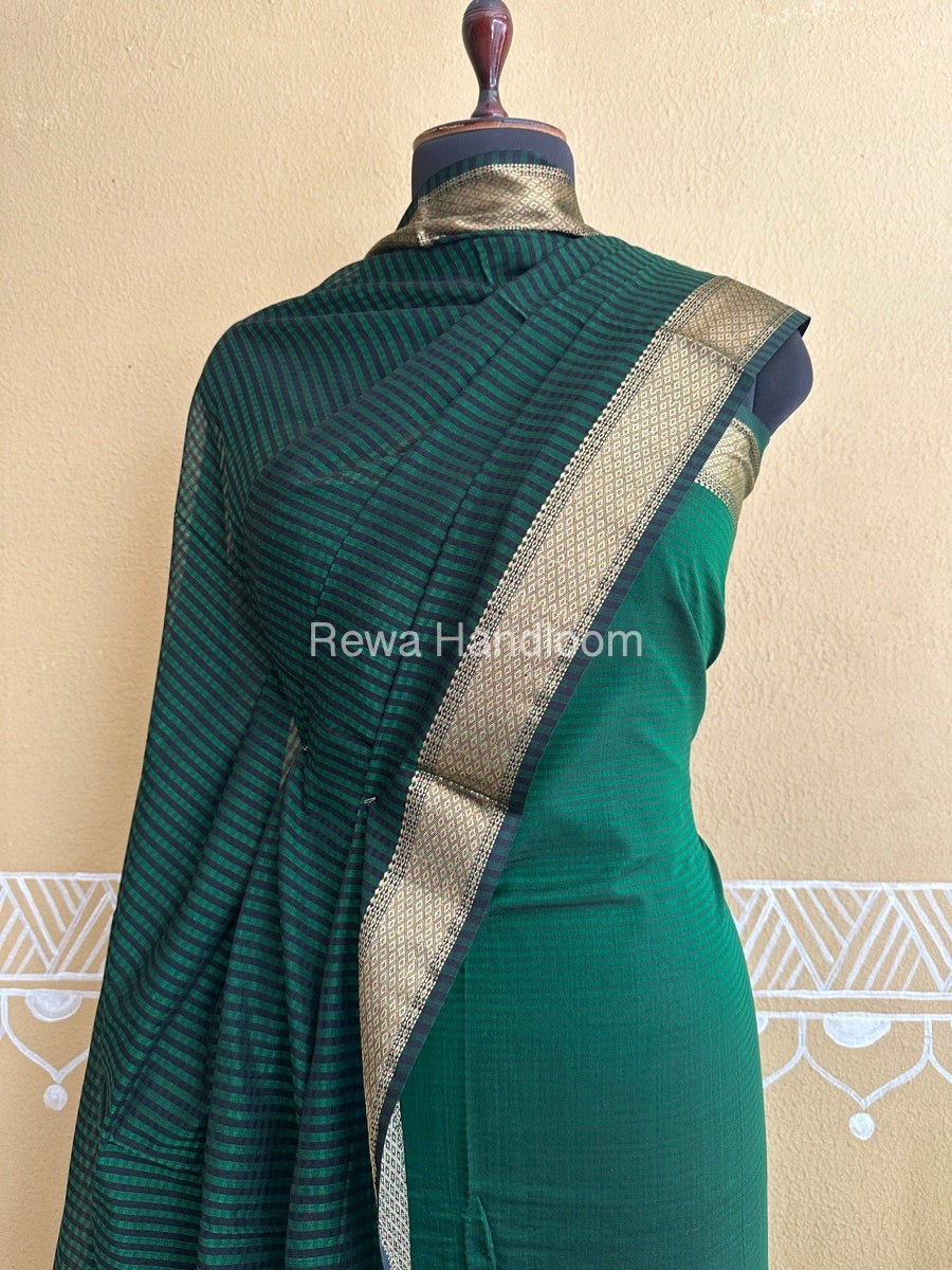 Maheshwari Mehendi Green Checks Dress Material CPT16