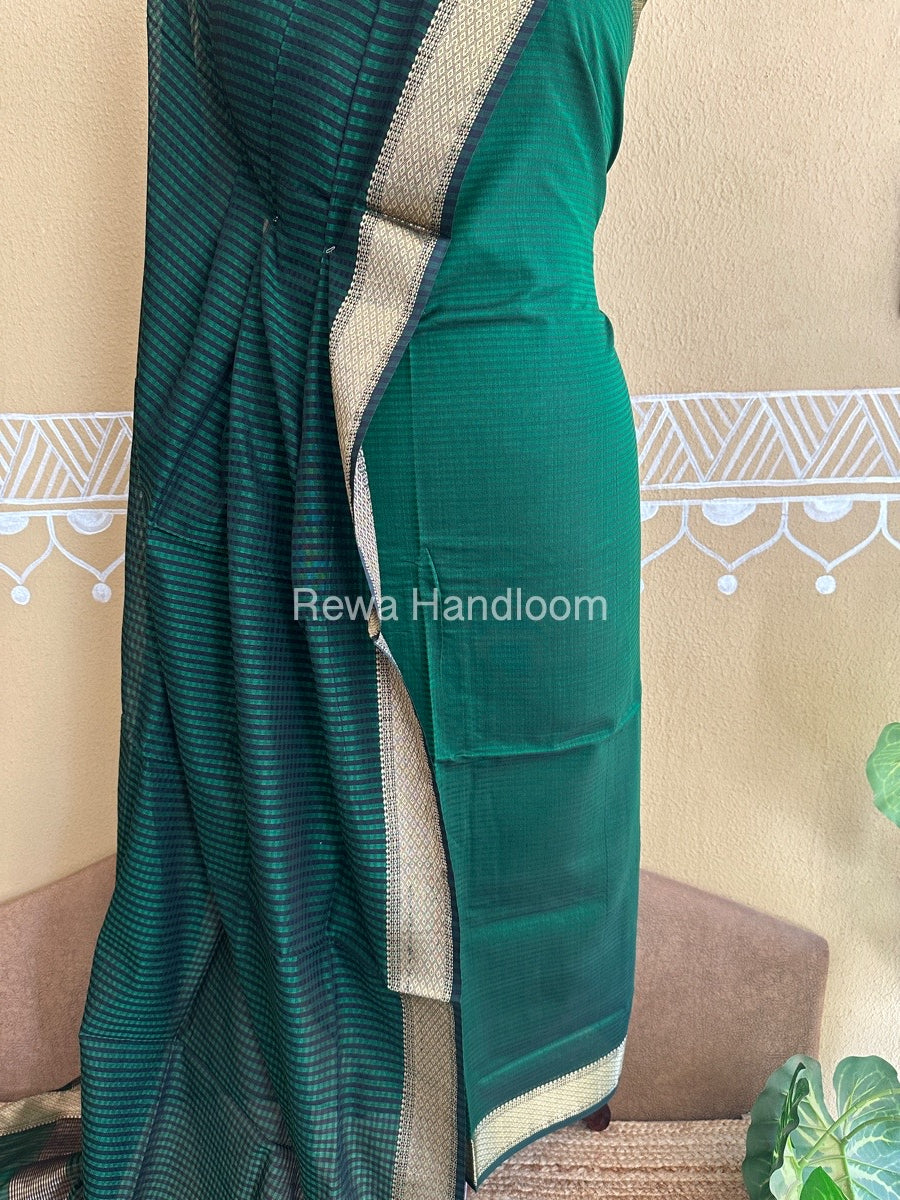 Maheshwari Mehendi Green Checks Dress Material CPT16