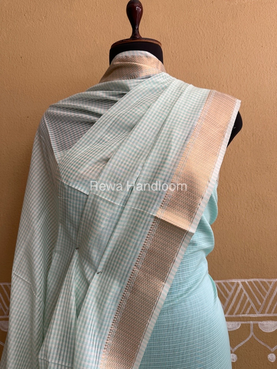 Maheshwari Light Green Checks Dress Material CPT22