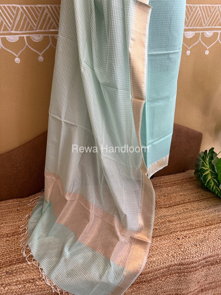 Maheshwari Light Green Checks Dress Material CPT22