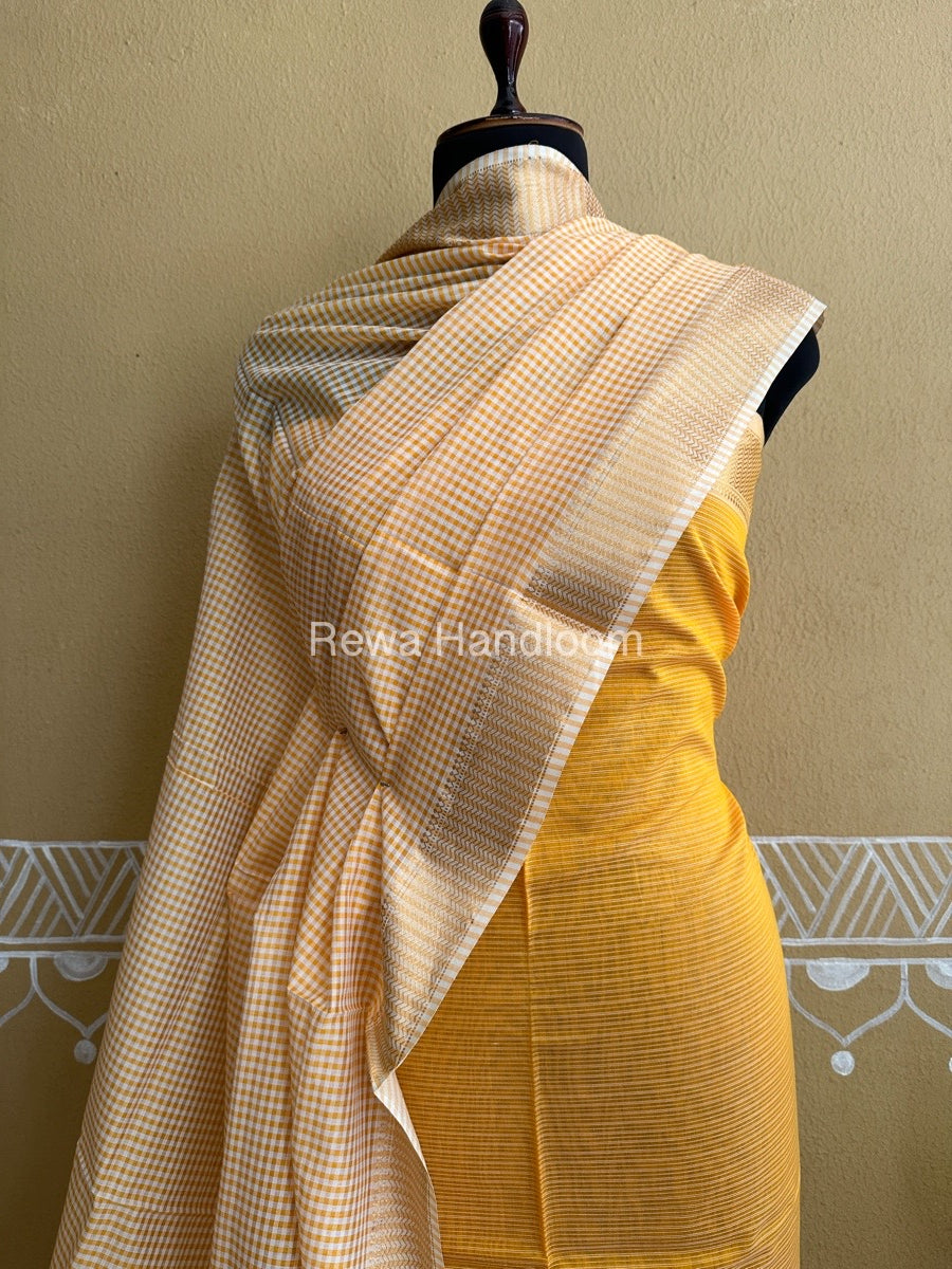 Maheshwari Orange Checks Dress Material CPT23
