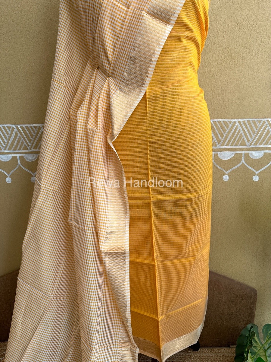 Maheshwari Orange Checks Dress Material CPT23