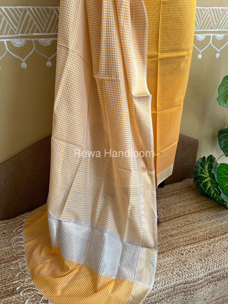 Maheshwari Orange Checks Dress Material CPT23