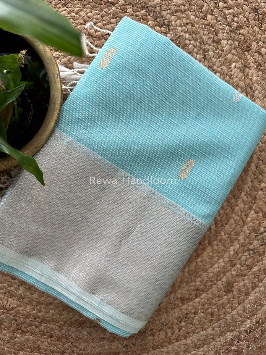 Maheshwari Sea Green Silver Buta-Buti Saree SBP011