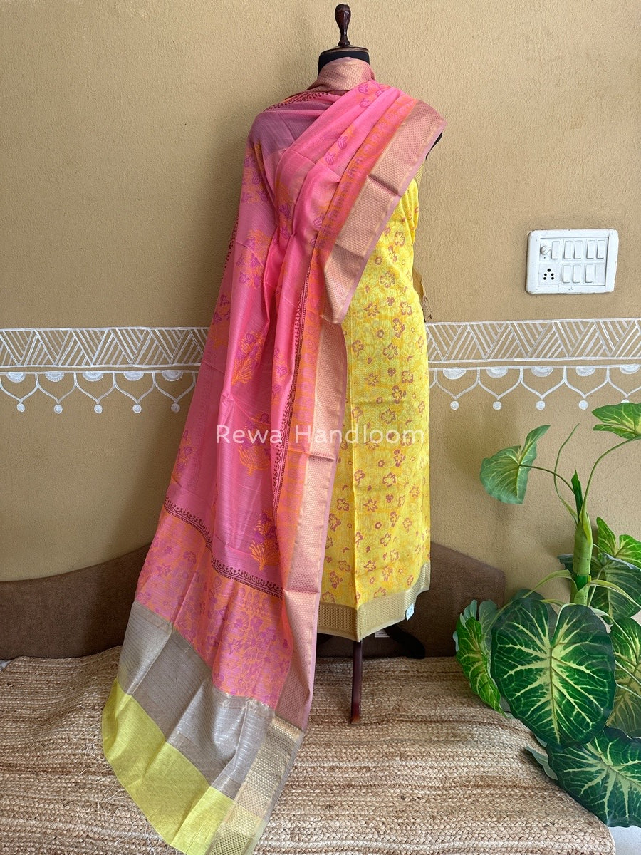 Maheshwari Handblock Print Top-Dupatta