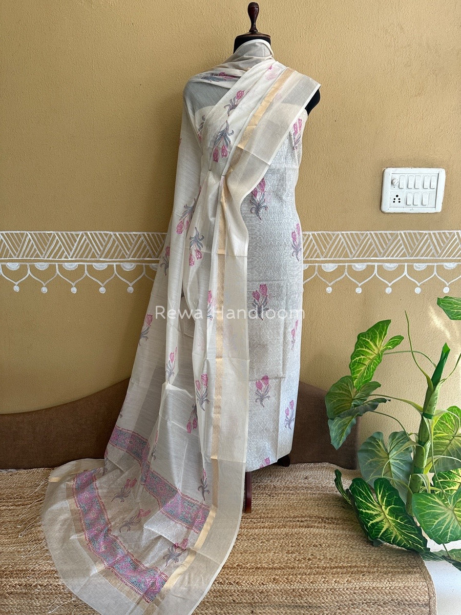 Maheshwari Handblock Print Top-Dupatta