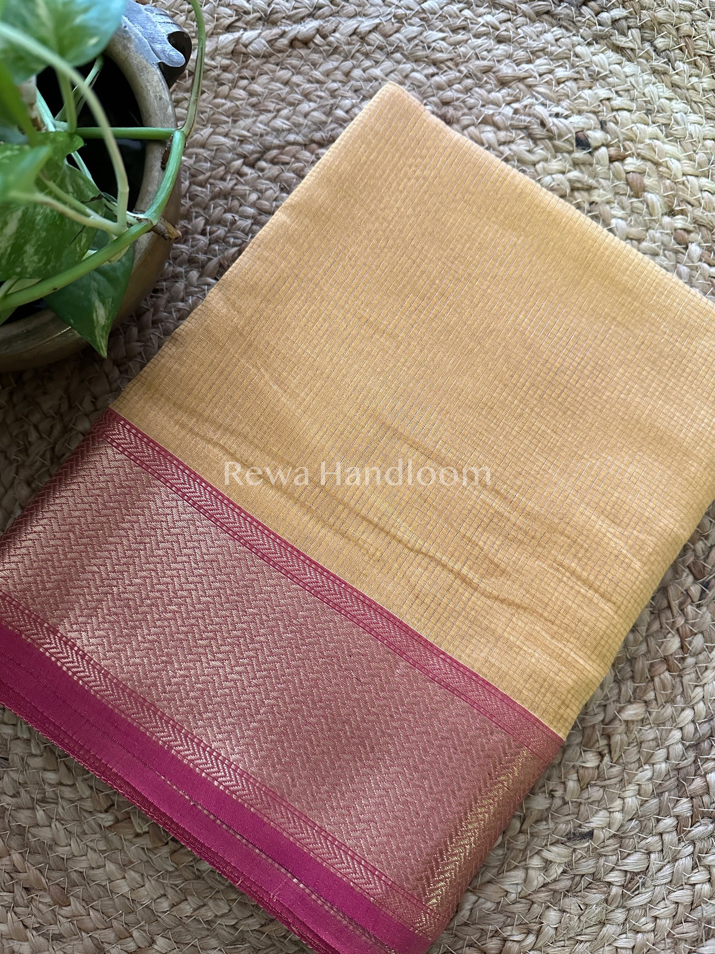 Maheshwari Yellow Tissue Silk Saree-ZTS03