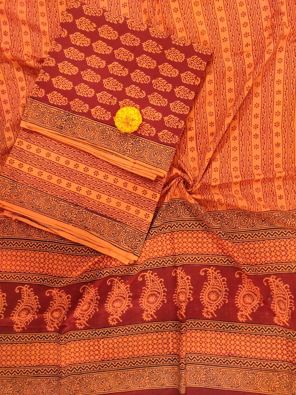 Red- Orange Bagh Print Suit