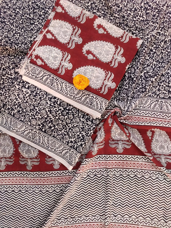 Red- Black Bagh Print Suit