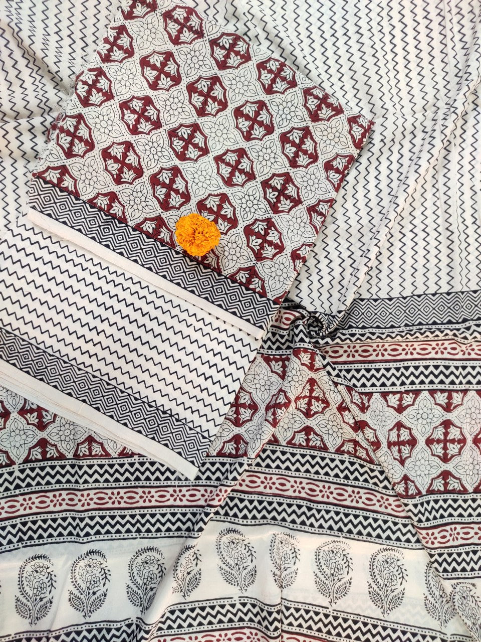 White Bagh Print Suit