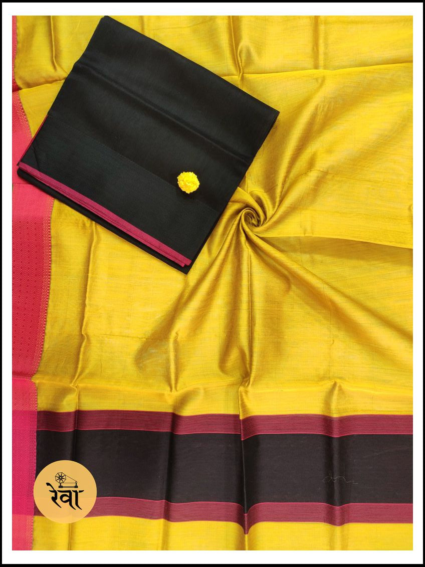 Maheshwari Black-Yellow Multicolor Suit