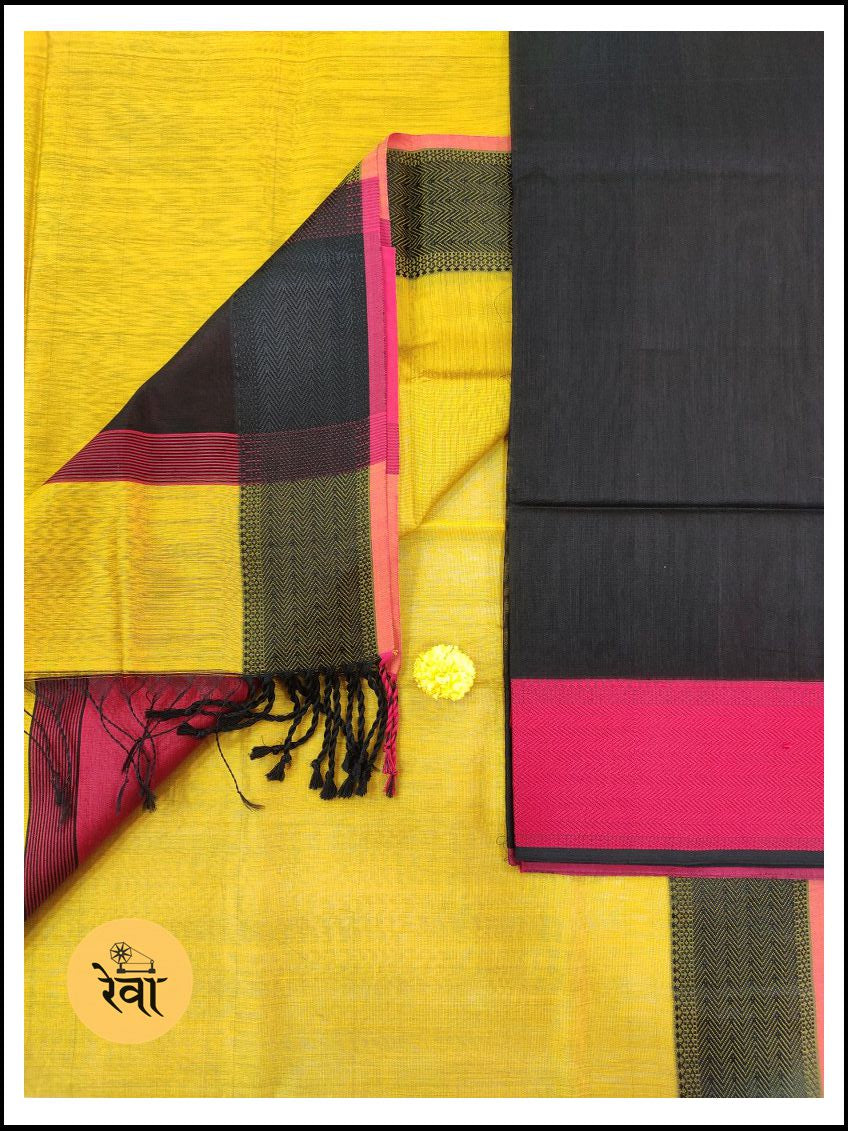 Maheshwari Black-Yellow Multicolor Suit