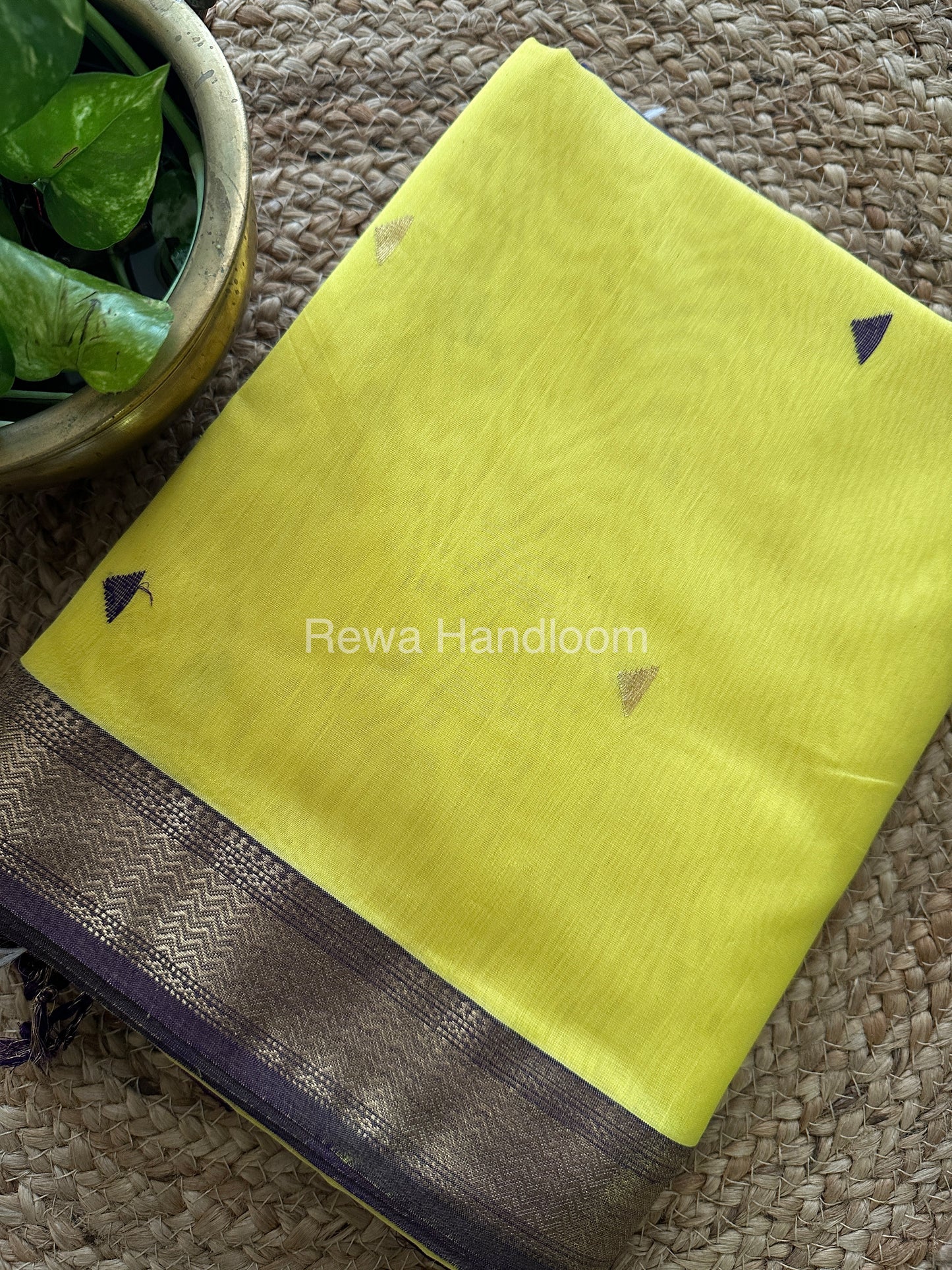 Yellow Motifs Maheshwari Saree SBT010