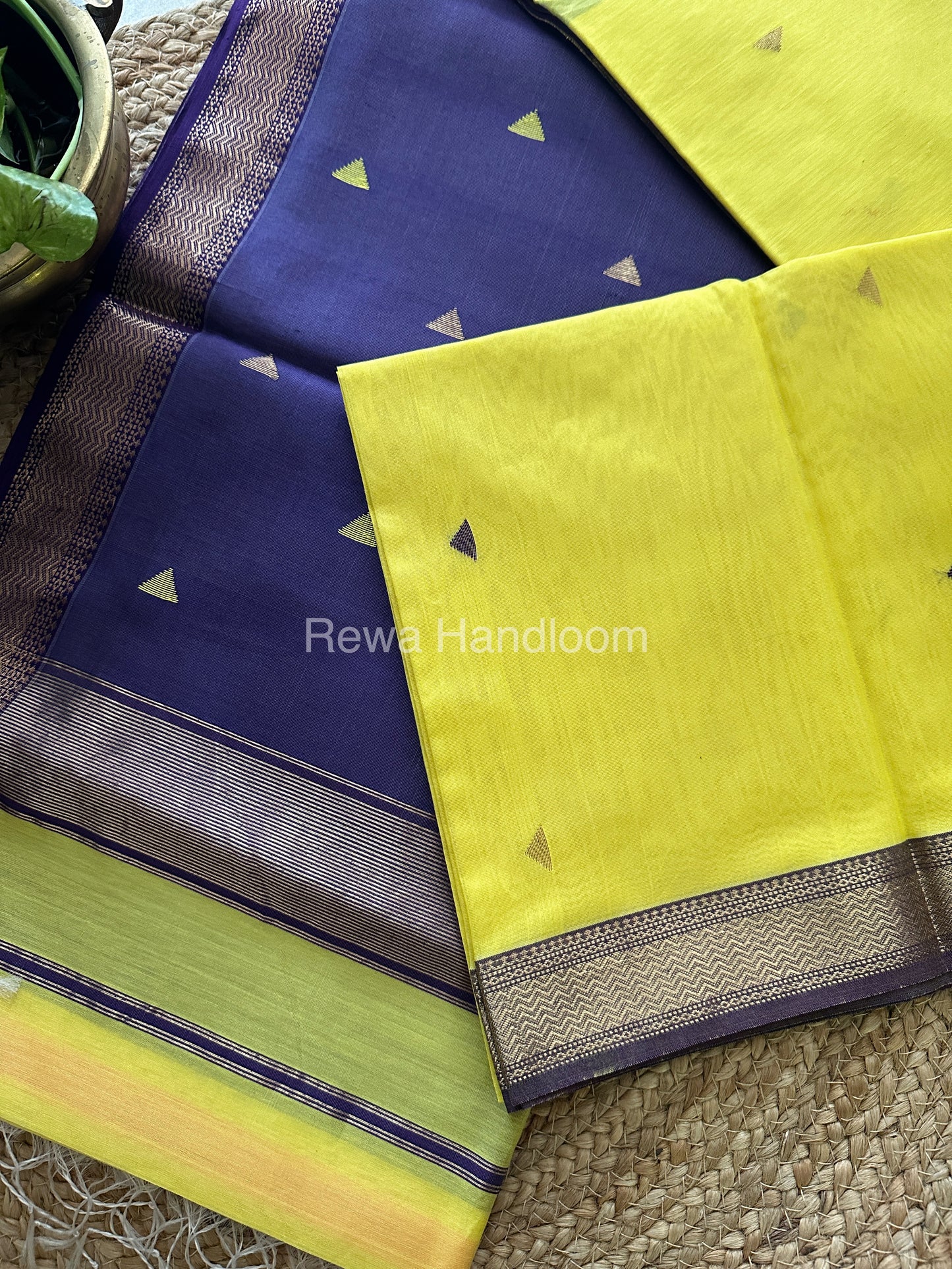 Yellow Motifs Maheshwari Saree SBT010