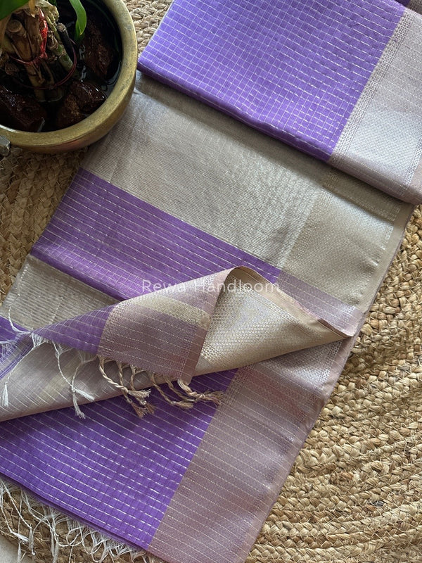 Maheshwari Silver Zari Checks Silk Saree