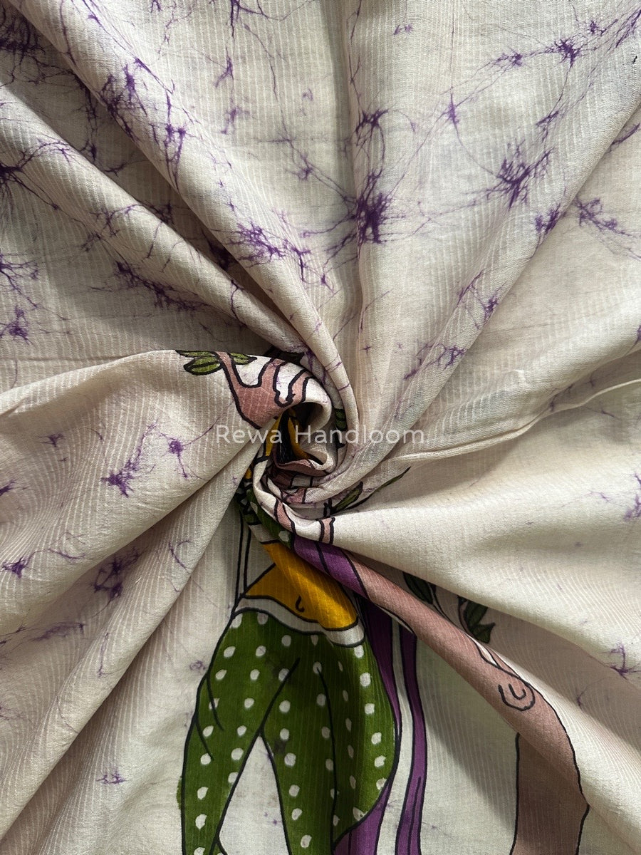 Maheshwari Violet Hand painted Dupatta BT018