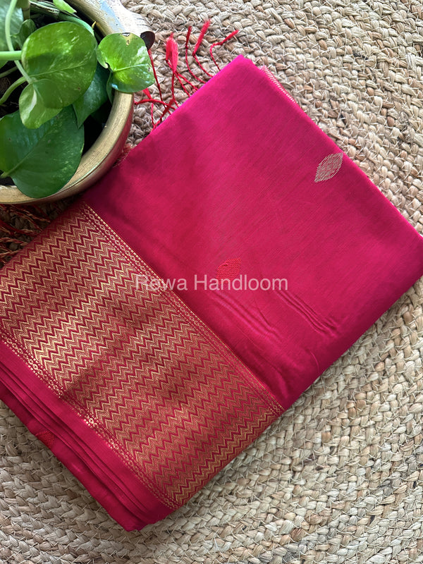 Sikka Butta Pallu Zari Border Saree ~ Maheshwari Saree