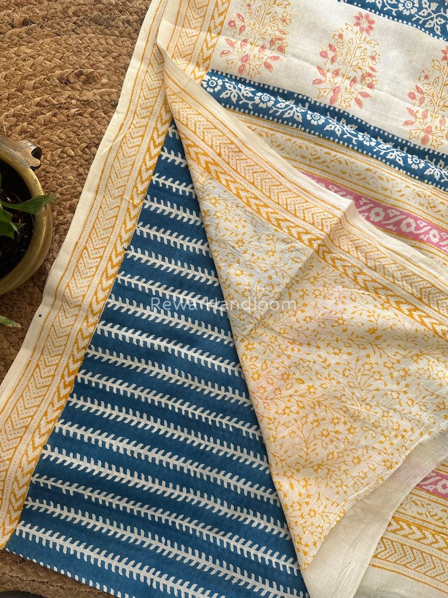 Blue Indigo Cotton Saree IND016