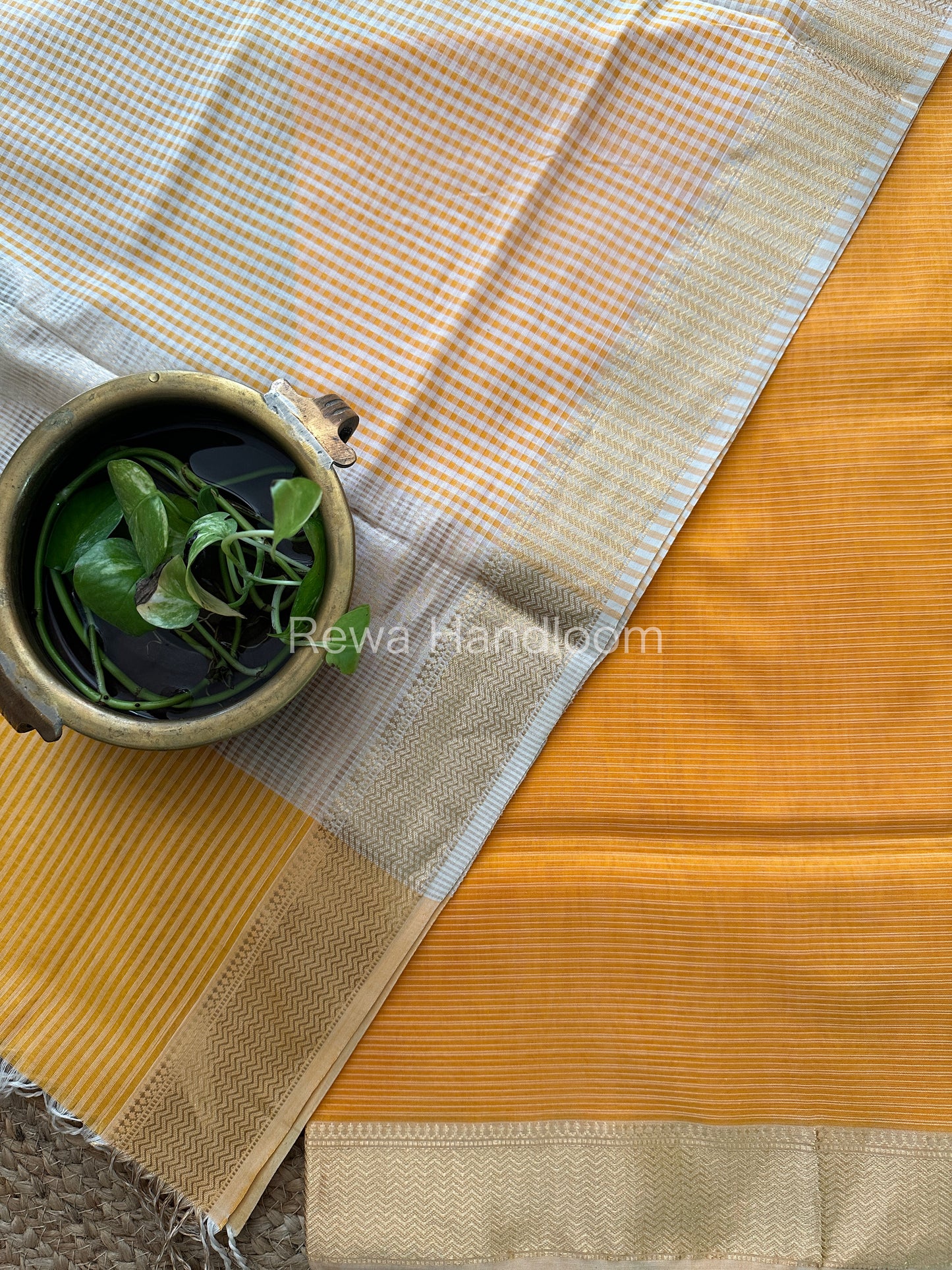 Maheshwari Orange Checks Dress Material CPT23