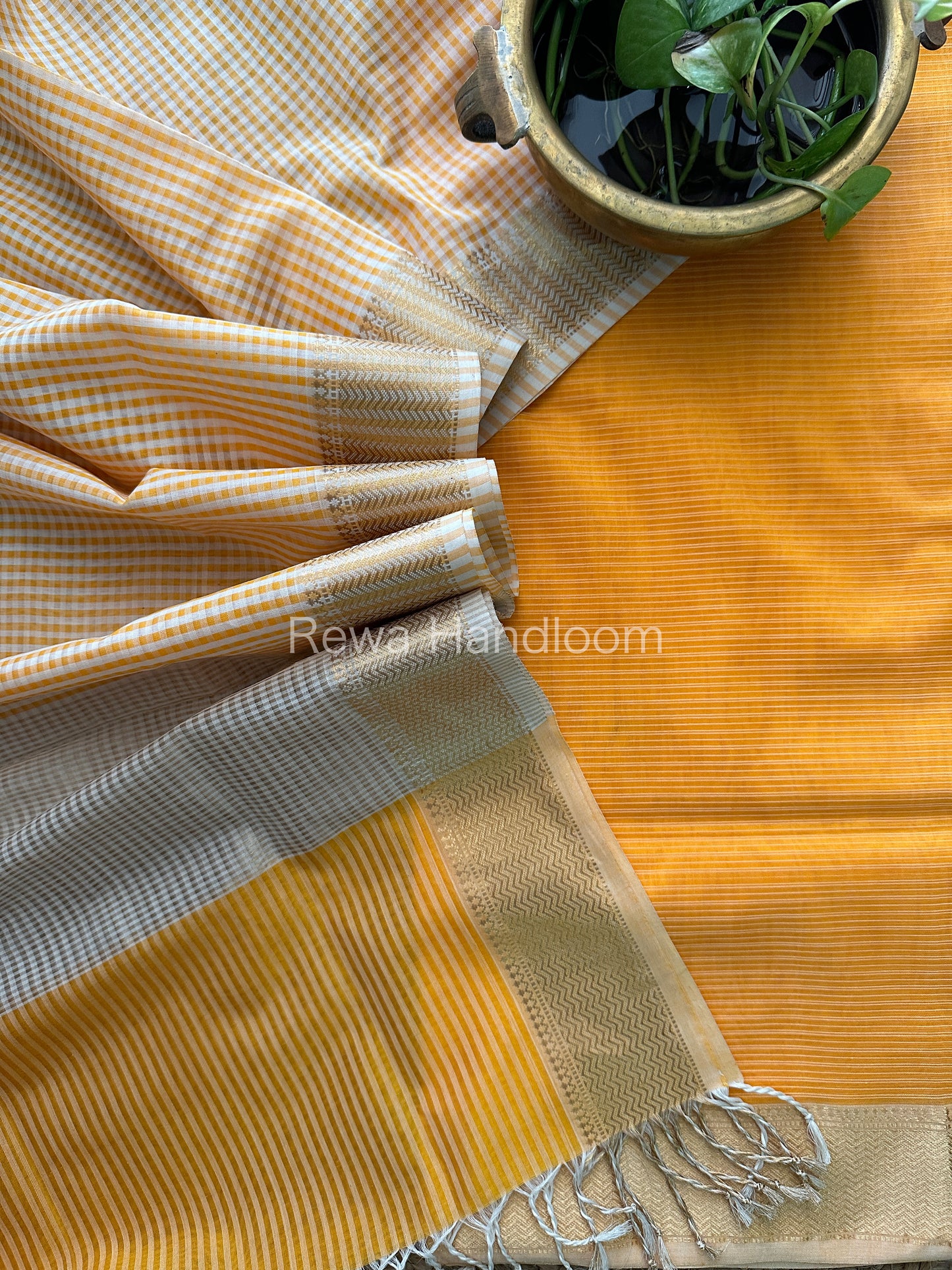 Maheshwari Orange Checks Dress Material CPT23