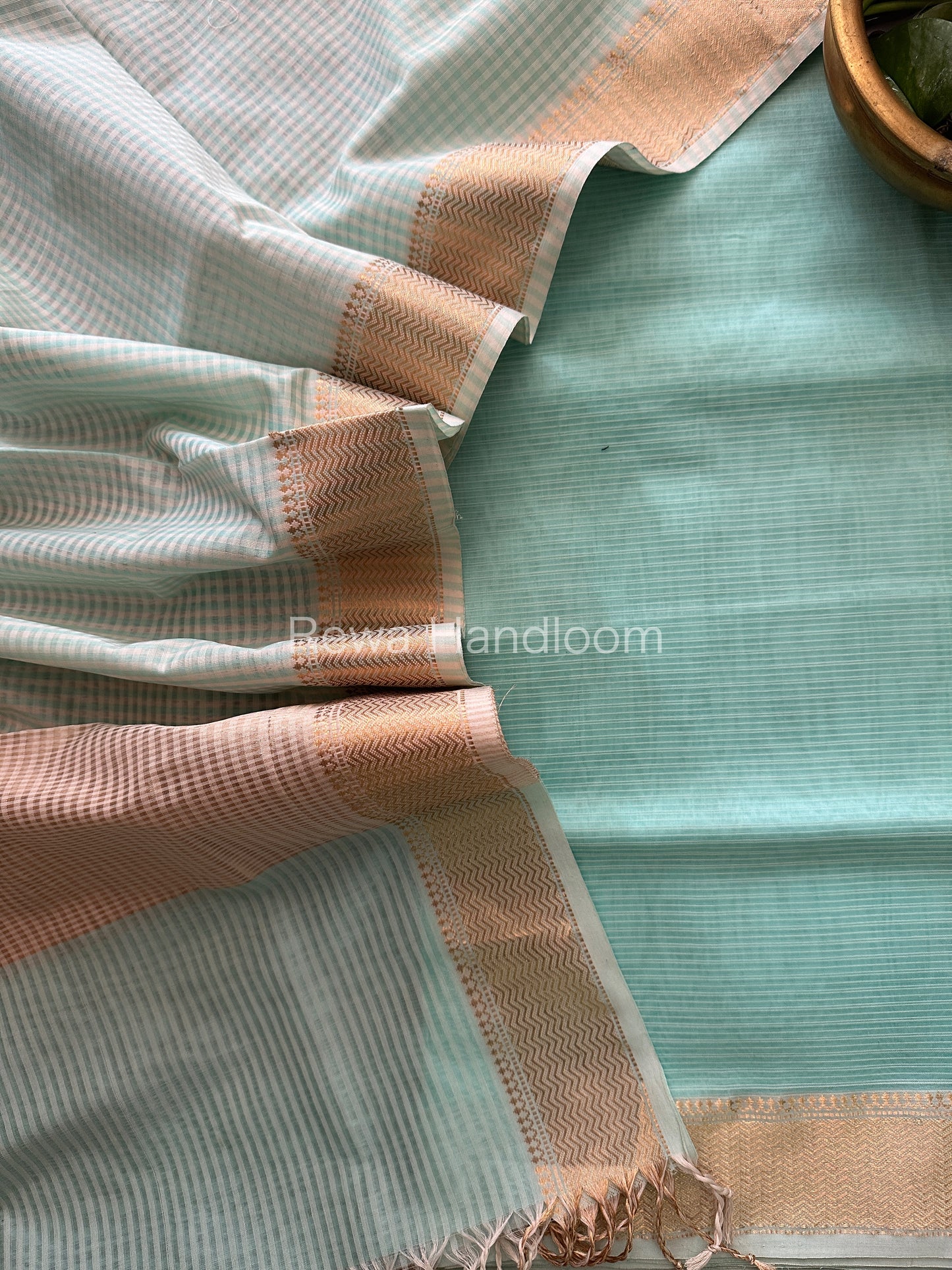 Maheshwari Light Green Checks Dress Material CPT22