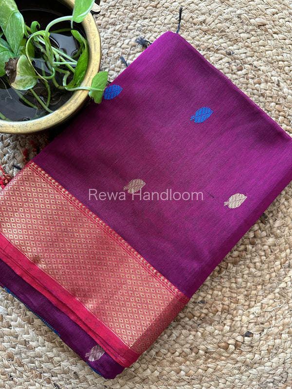 Butta Pallu Zari Border Saree ~ Maheshwari Saree