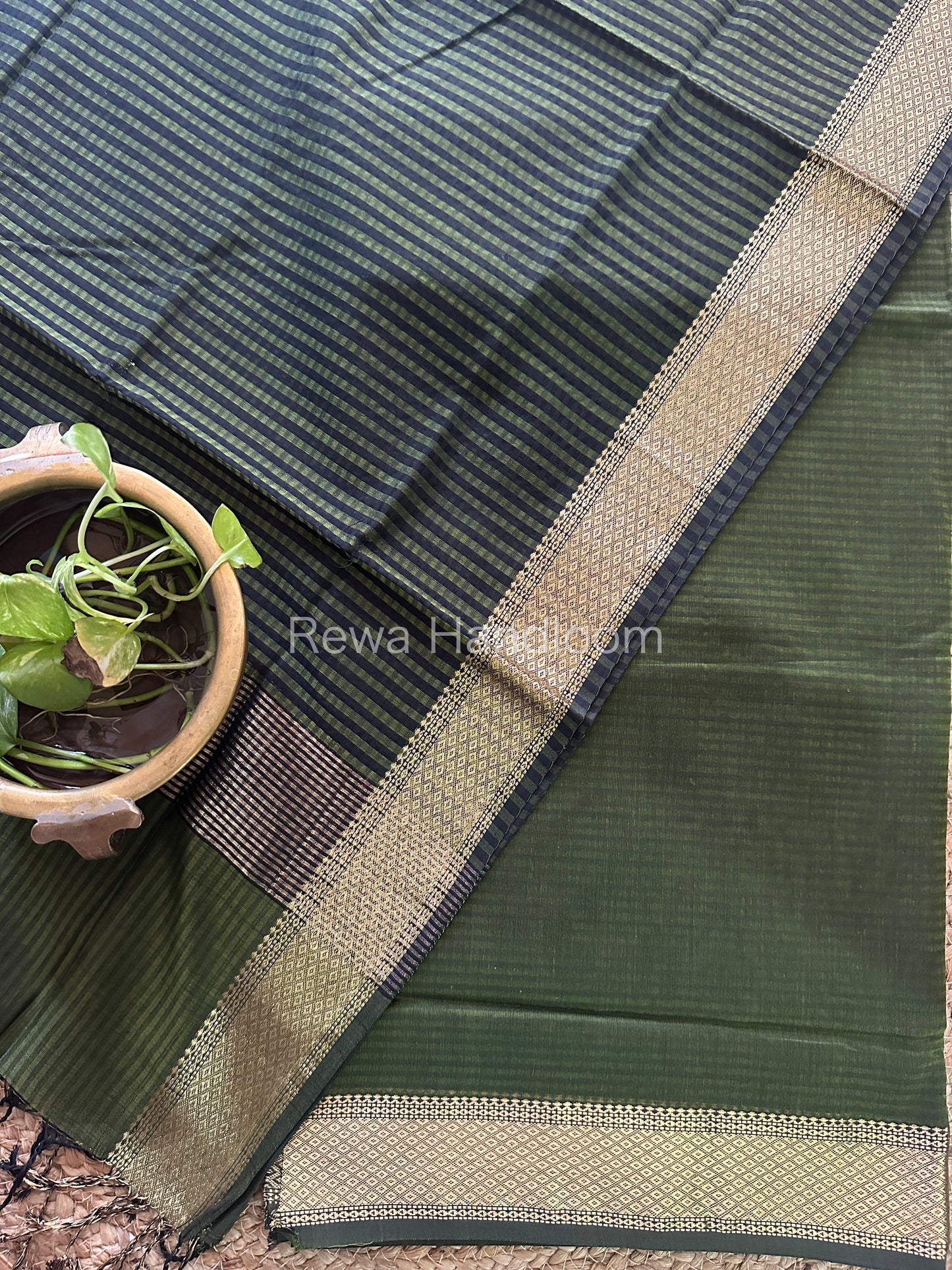 Maheshwari Mehendi Green Checks Dress Material CPT16