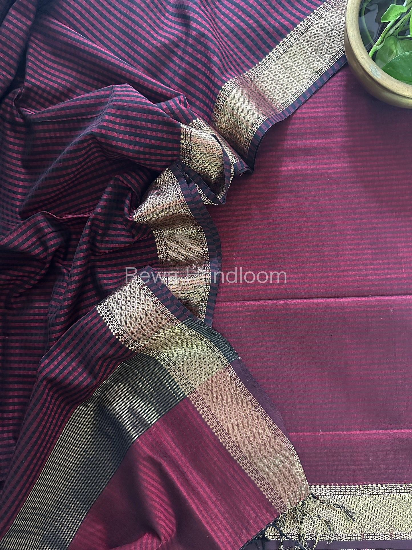 Maheshwari Wine Checks Dress Material CPT05