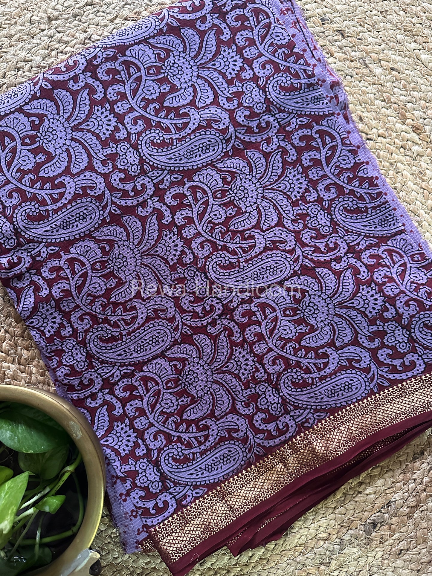 Maheshwari Purple-Maroon Bagh Print Suit BSP046