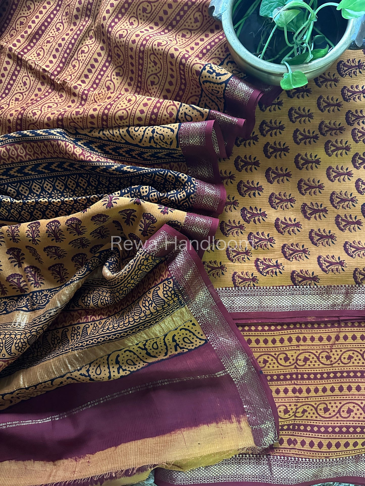 Maheshwari Orange-Maroon Bagh Print Suit BSP032