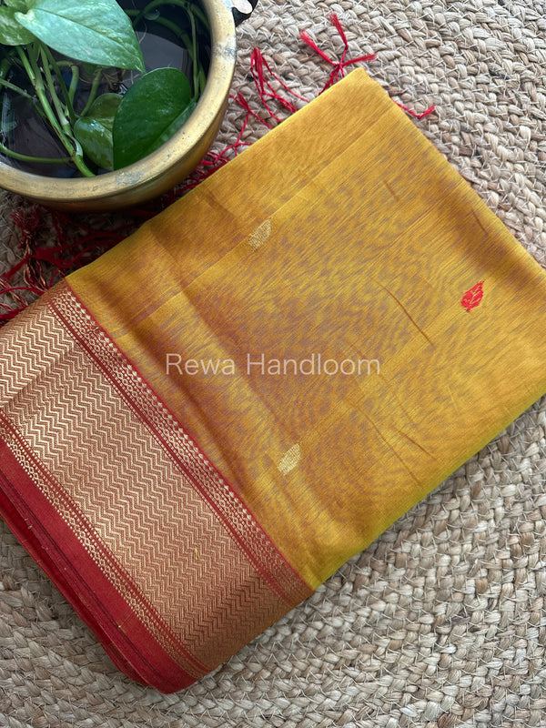 Butta Pallu Zari Border Saree ~ Maheshwari Saree