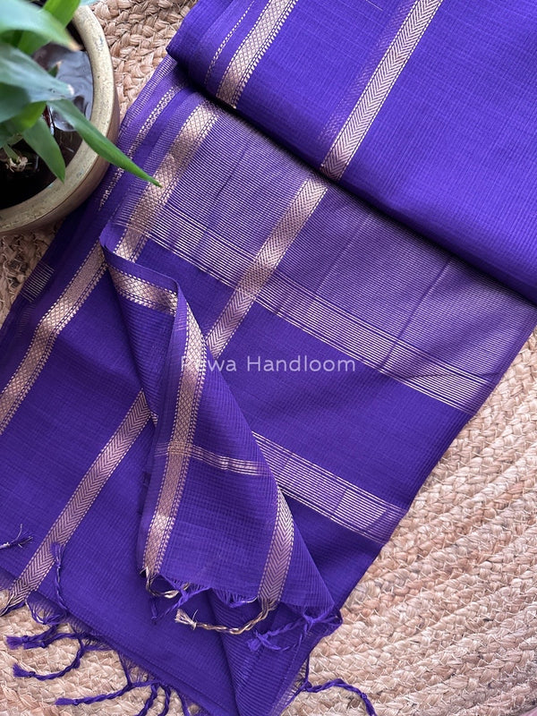 Exclusive Maheswari Self Checks purple Saree MCS025