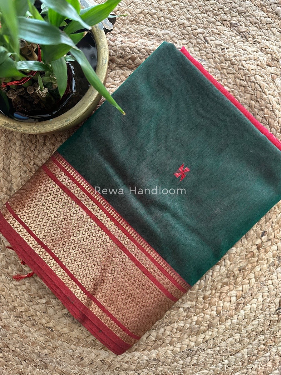 Maheshwari Green Zari Butti Saree SW02