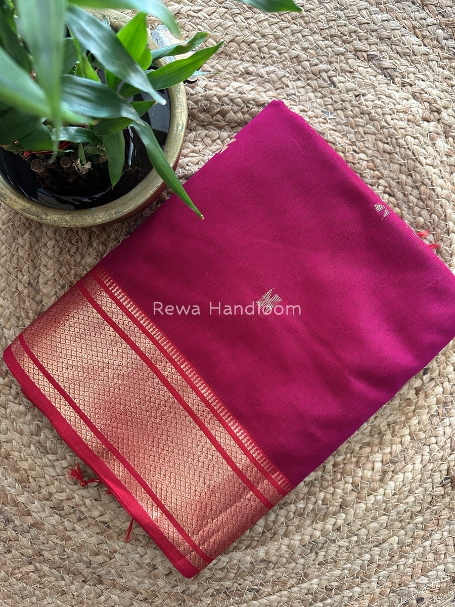 Maheshwari Magenta Zari Butti Saree SW06