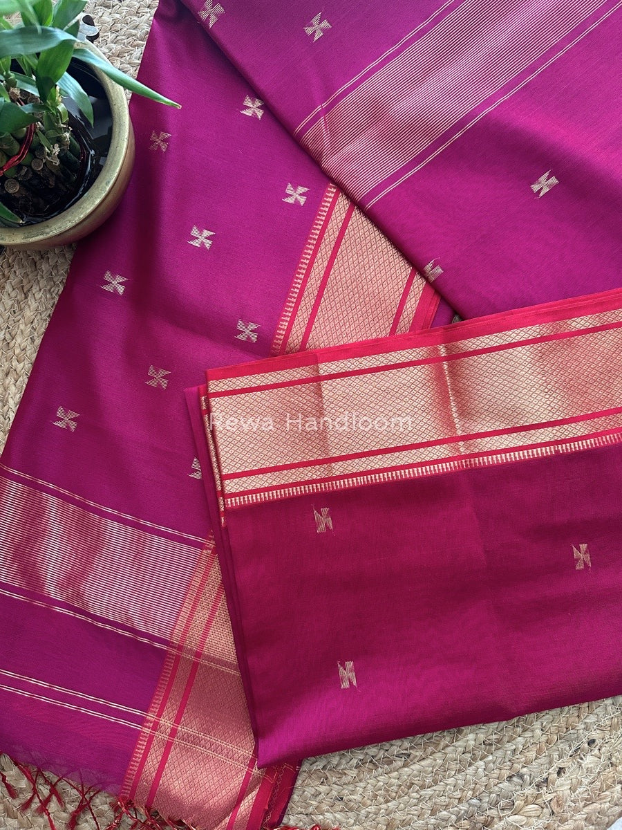 Maheshwari Magenta Zari Butti Saree SW06
