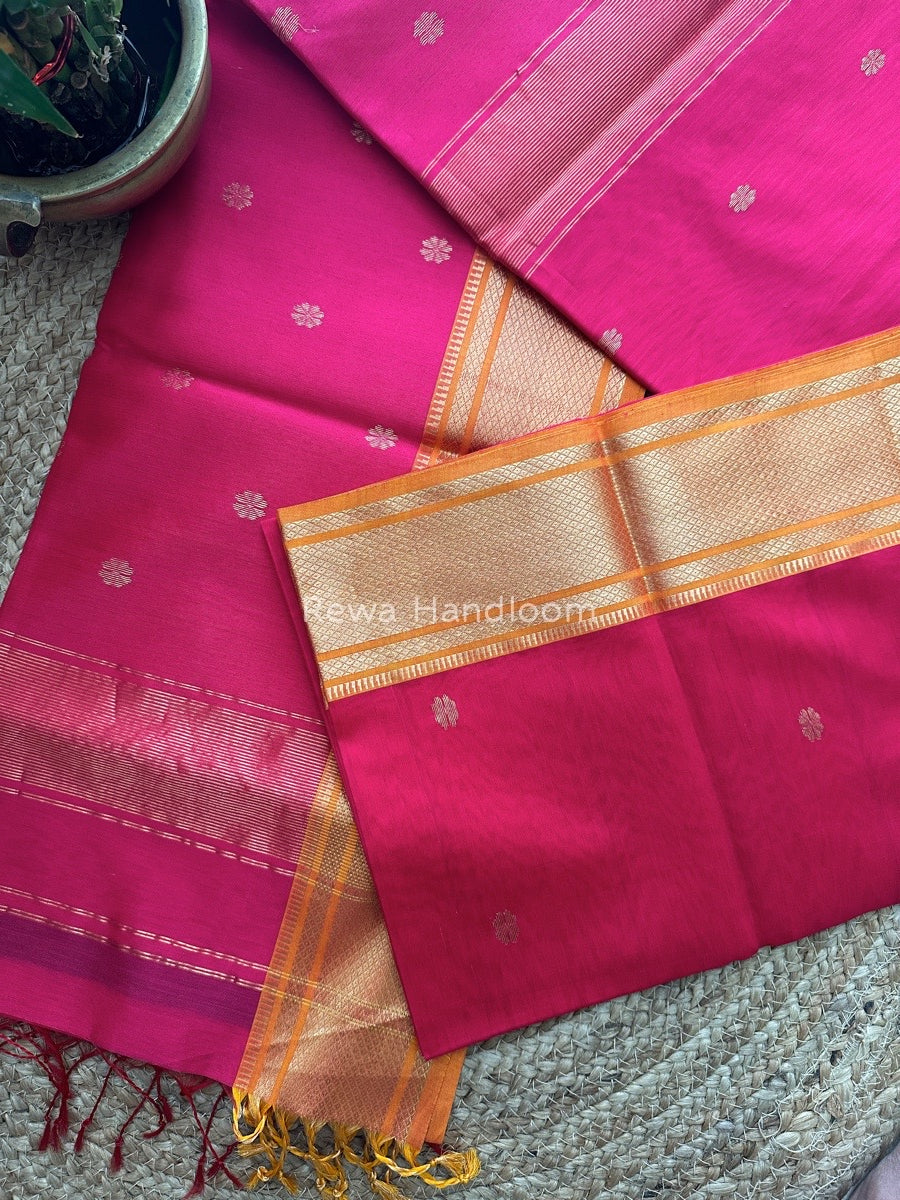 Maheshwari Rani Pink Zari Butti Saree SW03