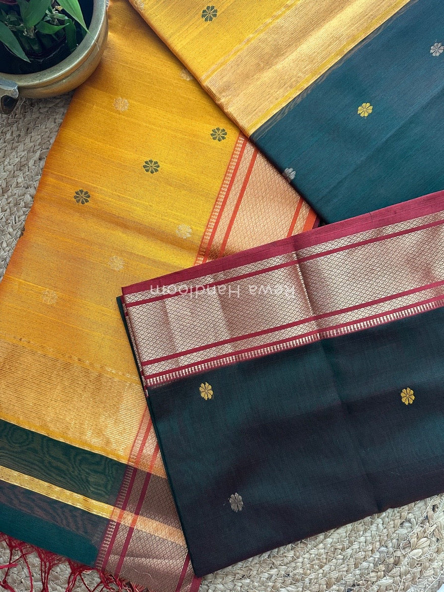 Maheshwari Green Zari Butti Saree SW04