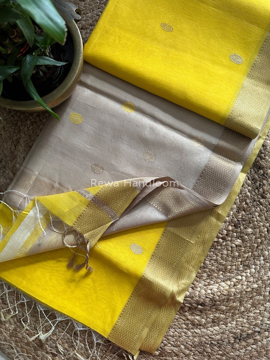 Yellow Motifs ~ Maheshwari Saree-SBT04