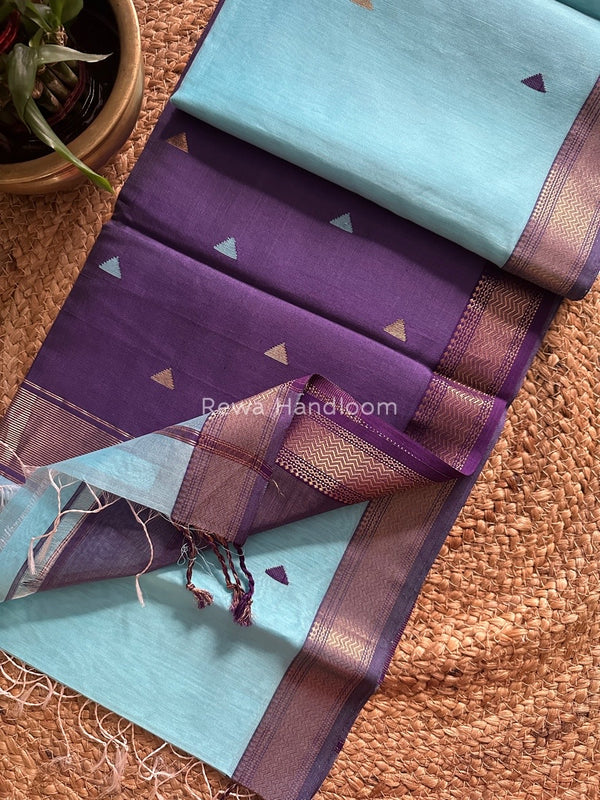 Maheshwari Blue Zari Butti Saree